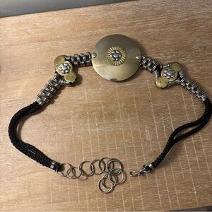 Vintage Artisan Art to Wear Belt Mixed Metal Cinch Waist Bohemian Made in Korea
